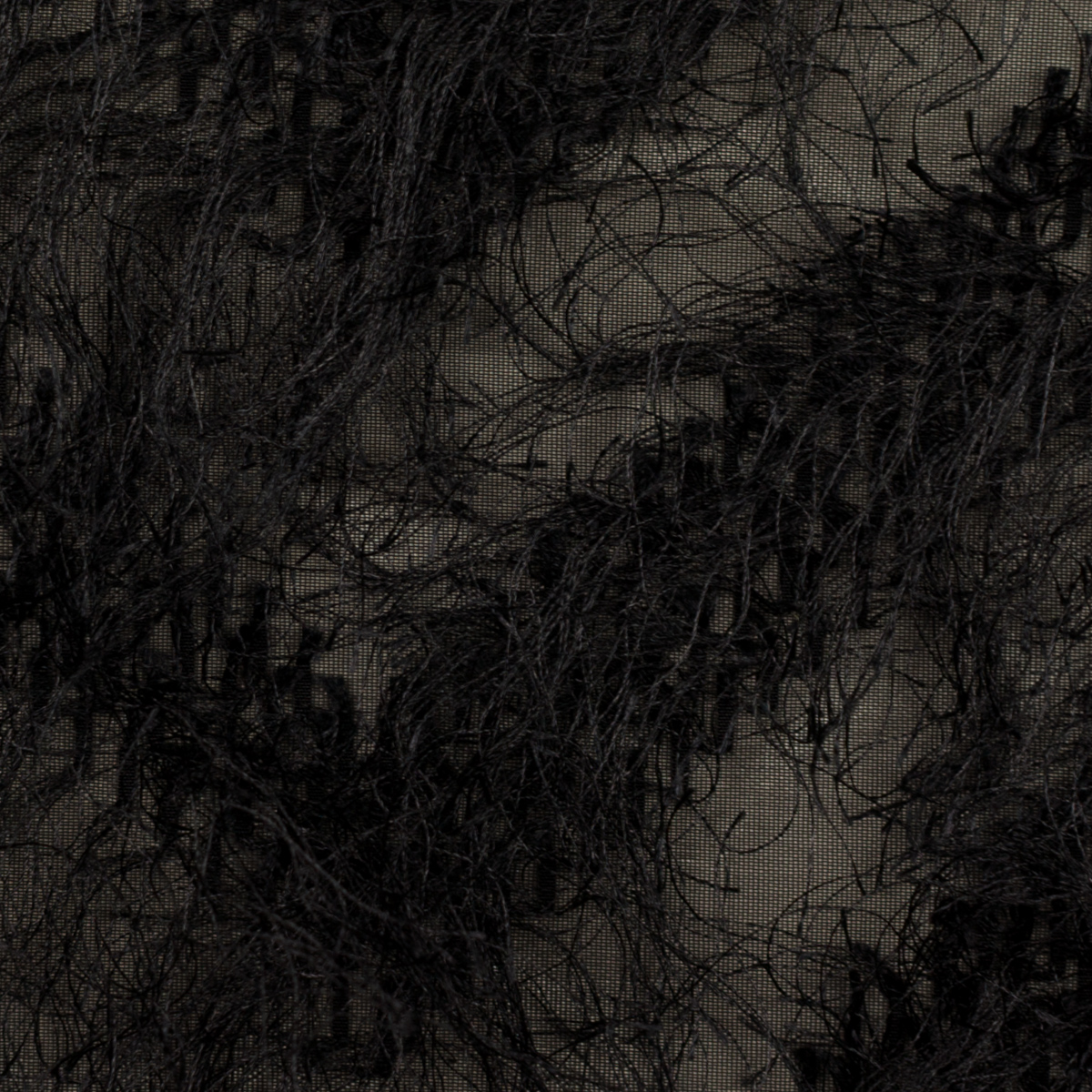 【アウトレット】ポリエステル×フリンジ(ブラック)×シフォンカット・ドビーのサムネイル