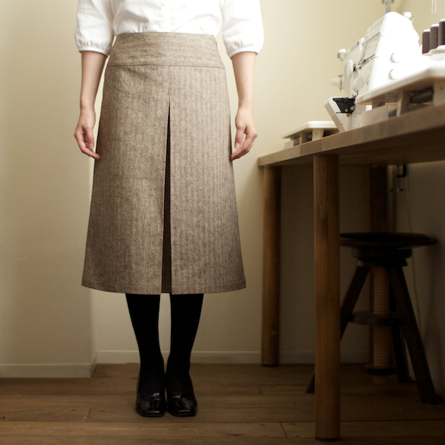 FAB #027 ヘリンボーンのボックスプリーツスカート - fab-fabric 