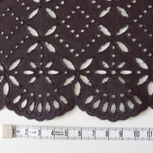 コットン×ボーダー(プルーン)×ローン刺繍No2_全4色 イメージ4