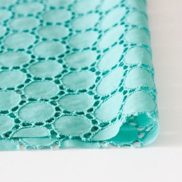 コットン×輪模様(エメラルドグリーン)×ローン刺繍_全2色 イメージ3
