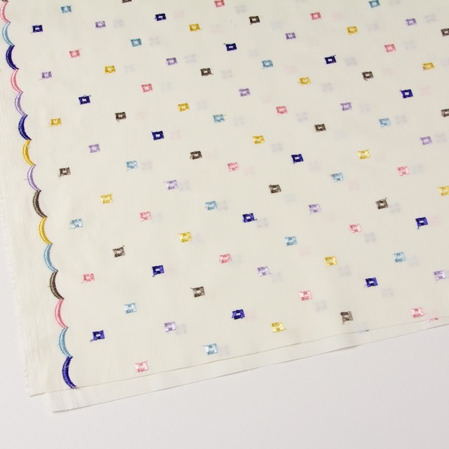 コットン&シルク×幾何学模様(アイボリー)×ブロード刺繍_全3色 イメージ2