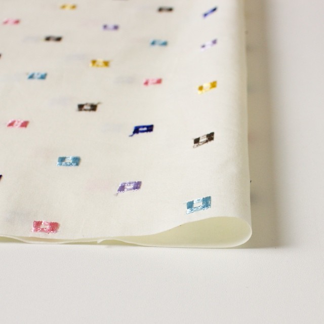 コットン&シルク×幾何学模様(アイボリー)×ブロード刺繍_全3色 イメージ3
