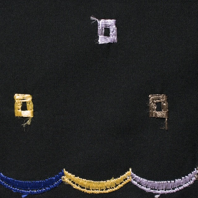 コットン&シルク×幾何学模様(ブラック)×ブロード刺繍_全3色 イメージ1