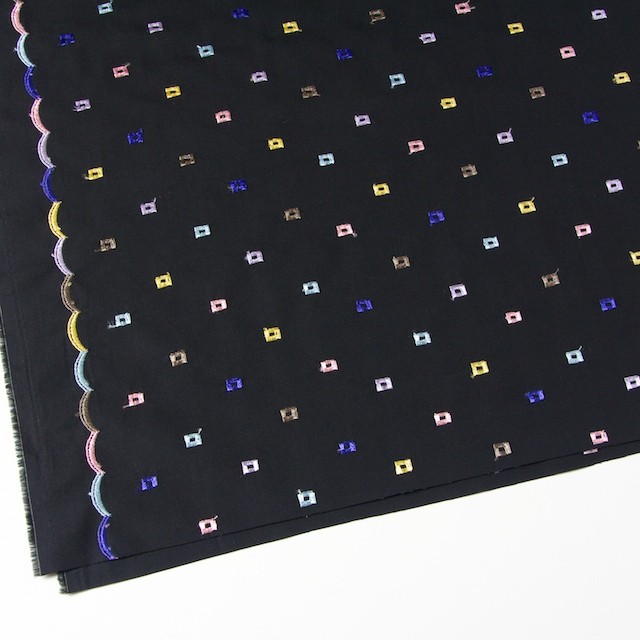 コットン&シルク×幾何学模様(ブラック)×ブロード刺繍_全3色 イメージ2