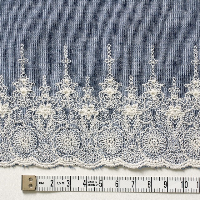 コットン×フラワー(ブルー)×ダンガリー刺繍_全2色 イメージ4