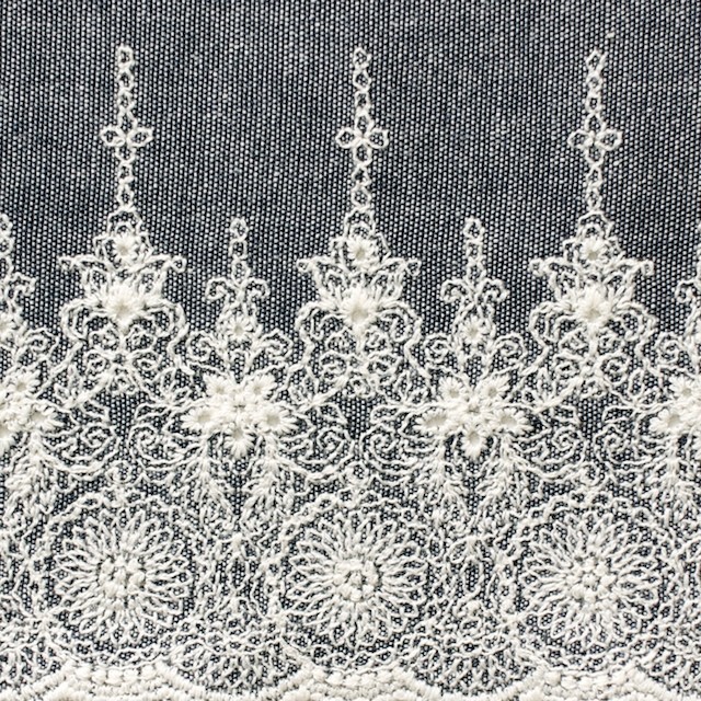コットン×フラワー(ネイビー)×ダンガリー刺繍_全2色 イメージ1