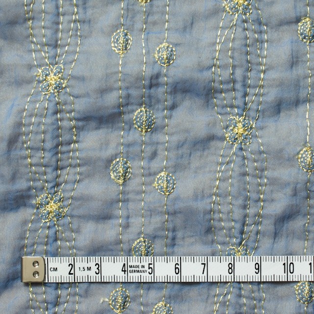 ポリエステル×幾何学模様(アクアブルー)×オーガンジー&ニット刺繍(着分) イメージ4