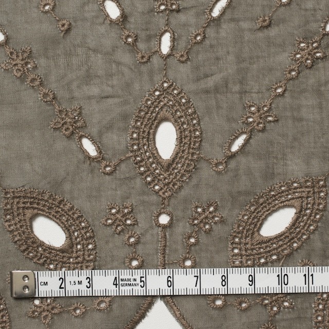 コットン×幾何学模様(カーキブラウン)×ボイル刺繍(着分) イメージ4