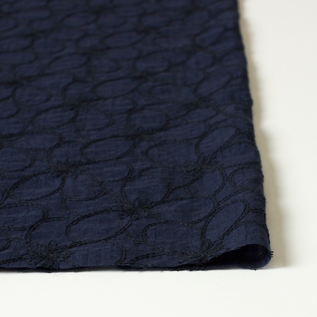 コットン×フラワー(ネイビー)×ローンリップル刺繍_全3色 イメージ3
