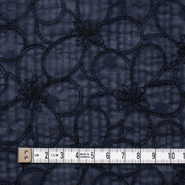 コットン×フラワー(ネイビー)×ローンリップル刺繍_全3色 イメージ4