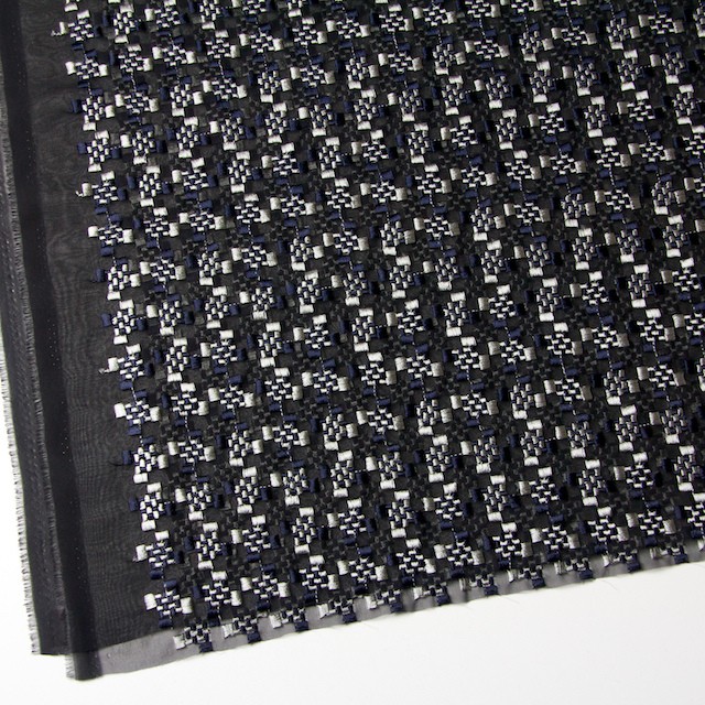 ポリエステル×幾何学模様(シルバー&ネイビー)×ジョーゼット刺繍_全2色 イメージ2