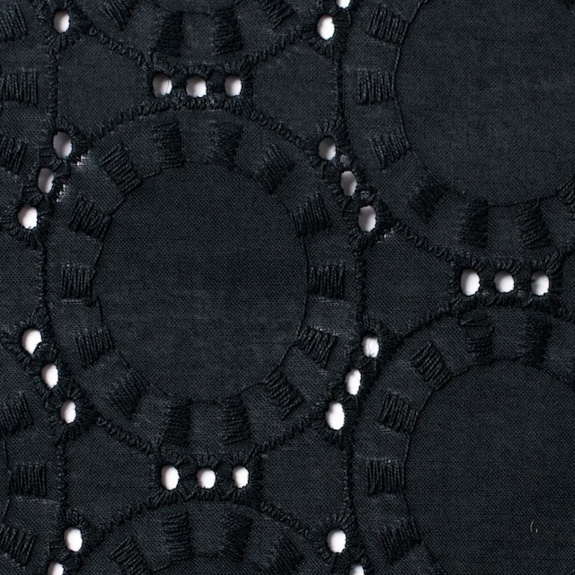 コットン×オーバル(ブラック)×ローン刺繍_全10色 イメージ1