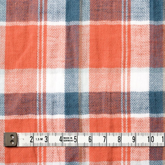コットン&リネン混×チェック(オレンジ)×ヘリンボーン_全3色 イメージ4