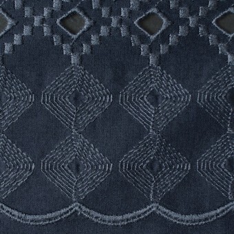 コットン×幾何学模様(ネイビー)×ローン刺繍_全3色