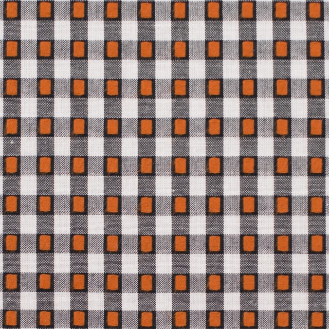 コットン×チェック(ホワイト&オレンジ、ブラック)×ドビーブロード イメージ1