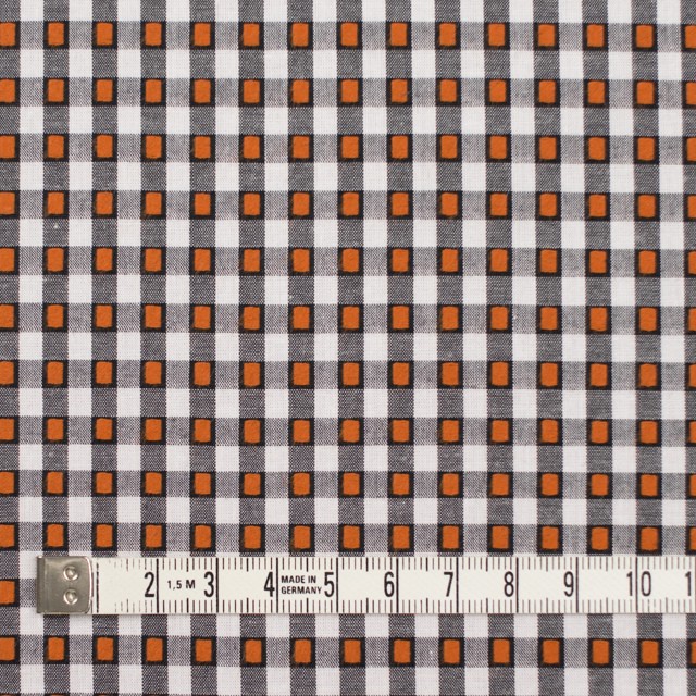コットン×チェック(ホワイト&オレンジ、ブラック)×ドビーブロード イメージ4