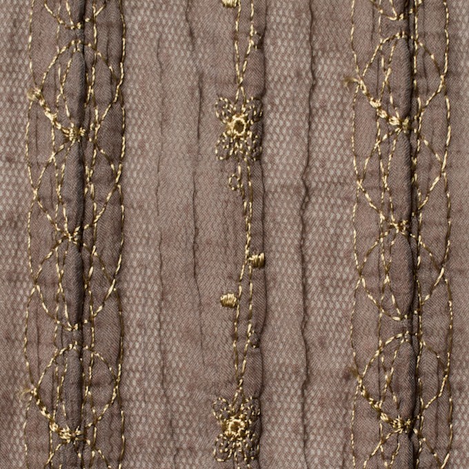 ポリエステル×幾何学模様(ミルクチョコ)×オーガンジー&チュール刺繍(着分) イメージ1