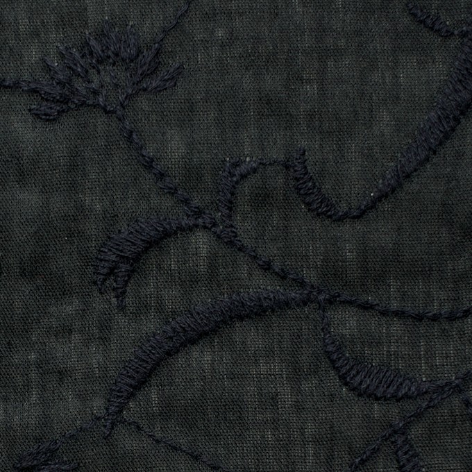コットン&リネン×フラワー(ブラック)×薄シーチング刺繍_全3色 イメージ1