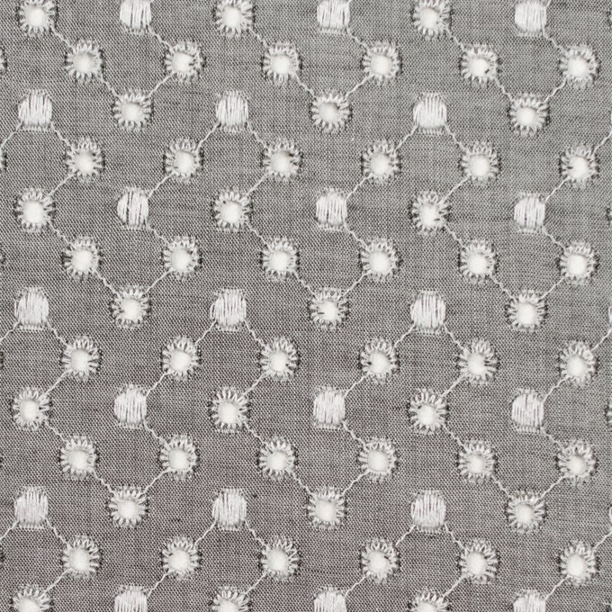 コットン×ドット(グレー)×シャンブレー刺繍 イメージ1
