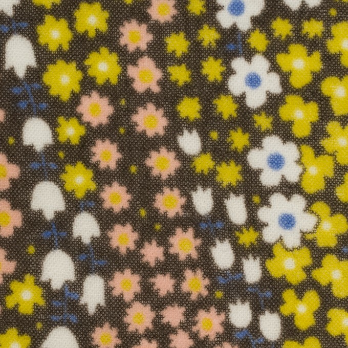 ウール×フラワー(シトラス、サーモンピンク&カーキブラウン)×ガーゼ イメージ1
