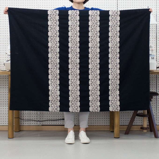 コットン×幾何学模様(ブラック&クリーム)×かわり織刺繍_全3色 イメージ6