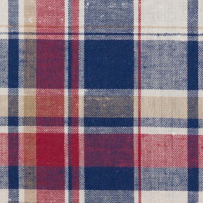 コットン×チェック(レッド&ネイビー)×シーチング イメージ1