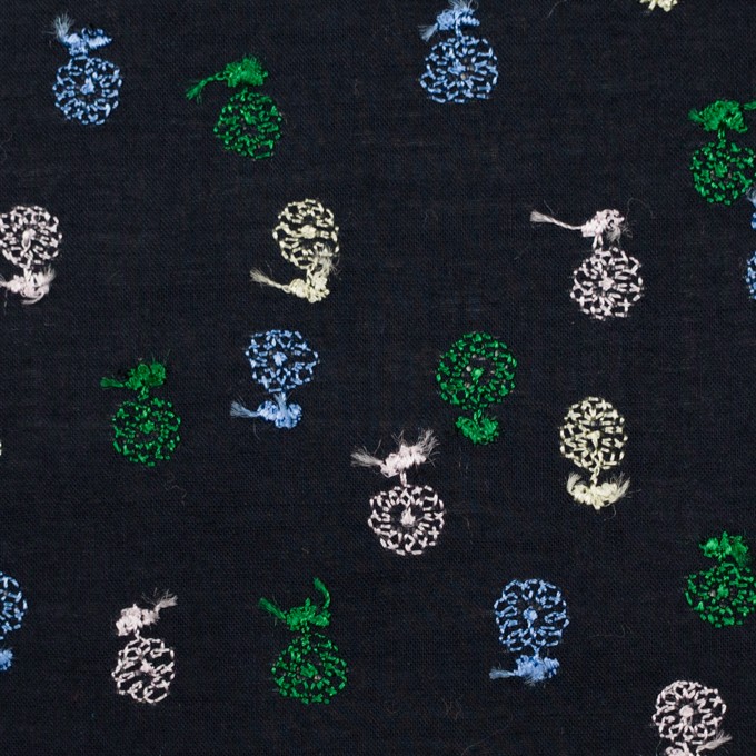 コットン×フラワー(ダークネイビー)×ローン刺繍 イメージ1