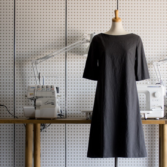 Fab 119 コットンジャガードの五分袖ワンピース Fab Fabric Sewing Studio 布地のオンライン通販とソーイングスクール