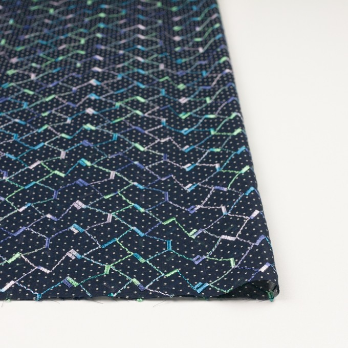 コットン×幾何学模様(ネイビー)×ボイル刺繍 イメージ3