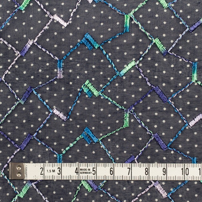 コットン×幾何学模様(ネイビー)×ボイル刺繍 イメージ4