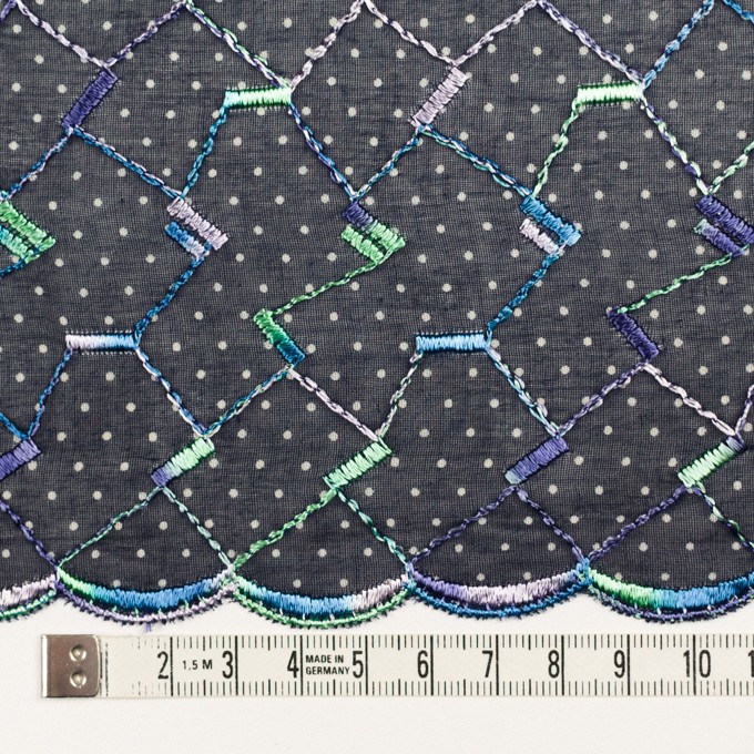 コットン×幾何学模様(ネイビー)×ボイル刺繍 イメージ6