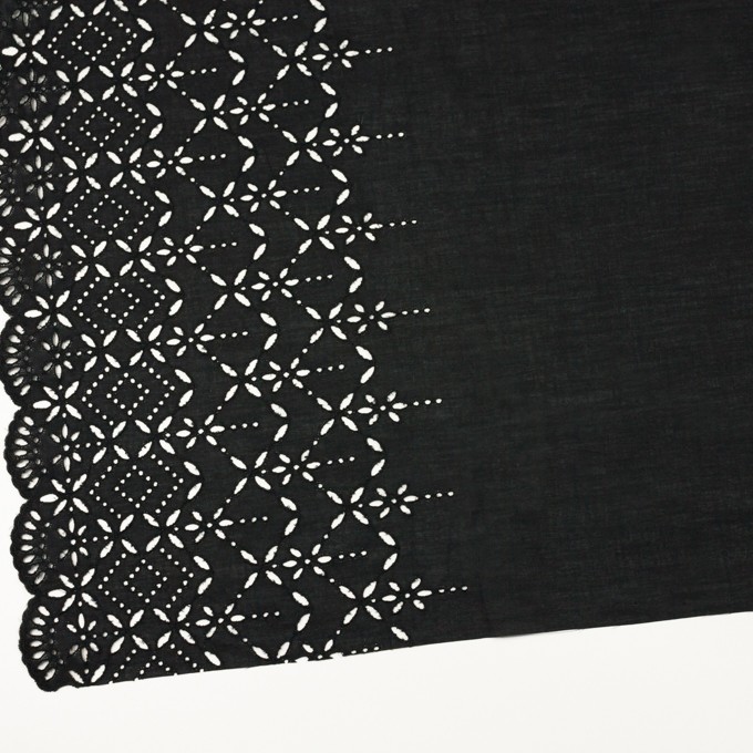 コットン×ボーダー(ブラック)×ローン刺繍No2_全4色 イメージ2