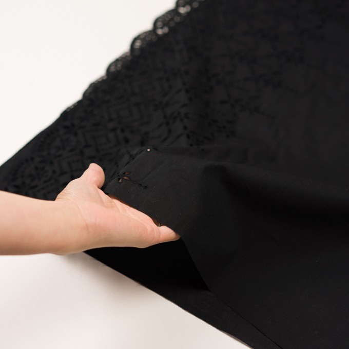 コットン×ボーダー(ブラック)×ローン刺繍No2_全4色 イメージ5