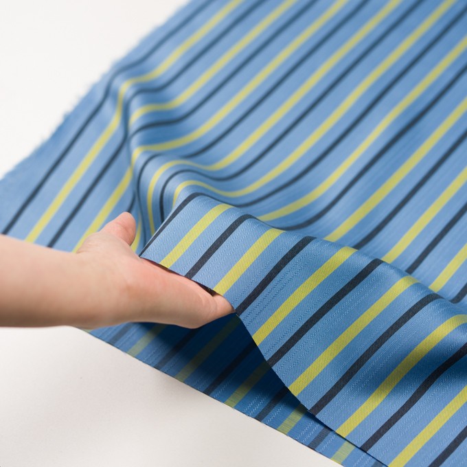 テンセル×ストライプ(サックス、イエロー＆ブラック)×サージジャガード_全2色 - fab-fabric sewing studio | 布地