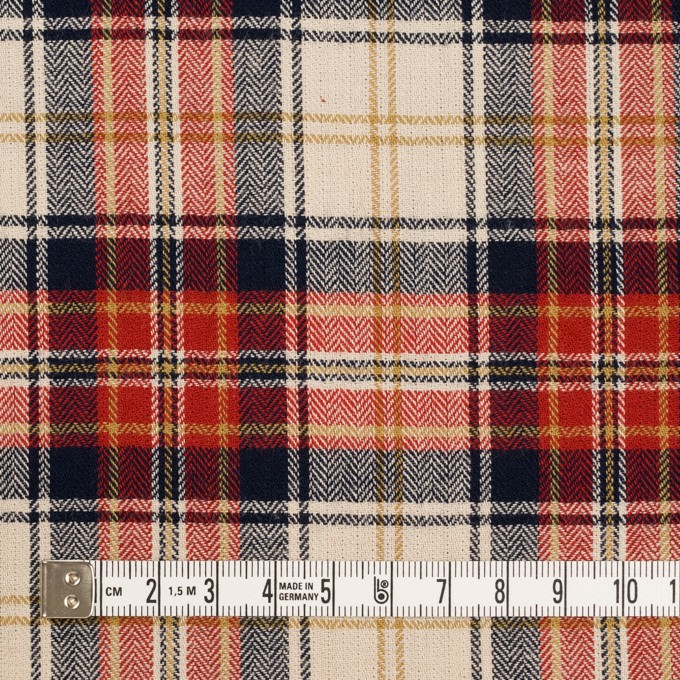 コットン×チェック(キナリ&レッド)×ヘリンボーン イメージ4