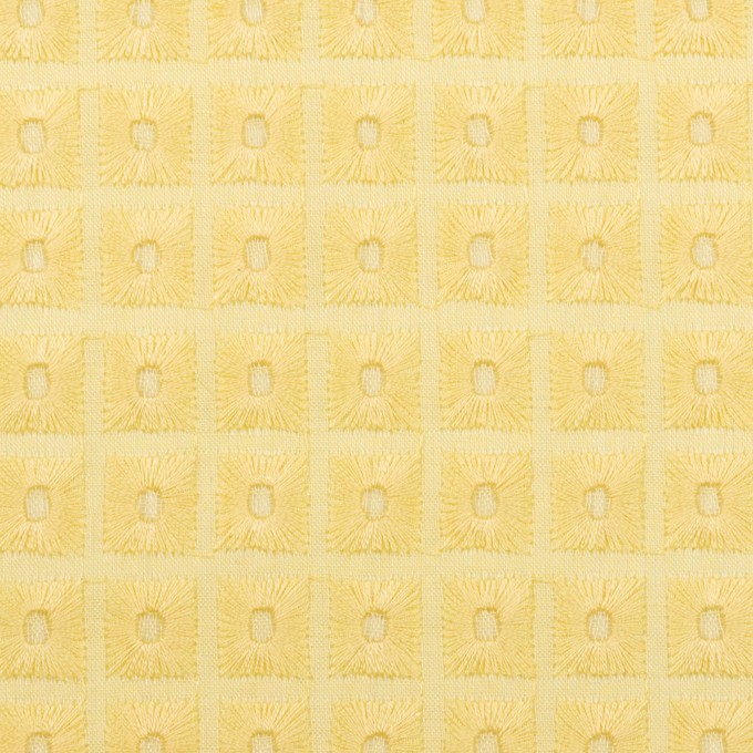 コットン×スクエア(イエロー)×ローン刺繍 イメージ1