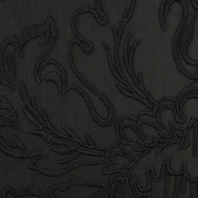 シルク×幾何学模様(ブラック)×シフォンジョーゼット刺繍 イメージ1