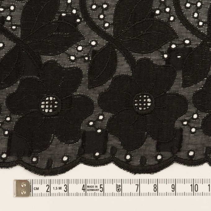 コットン×フラワー(ブラック)×ボイルカットジャガード刺繍 イメージ6