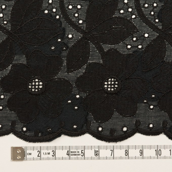 コットン×フラワー(ブラック)×ボイルカットジャガード刺繍 イメージ6