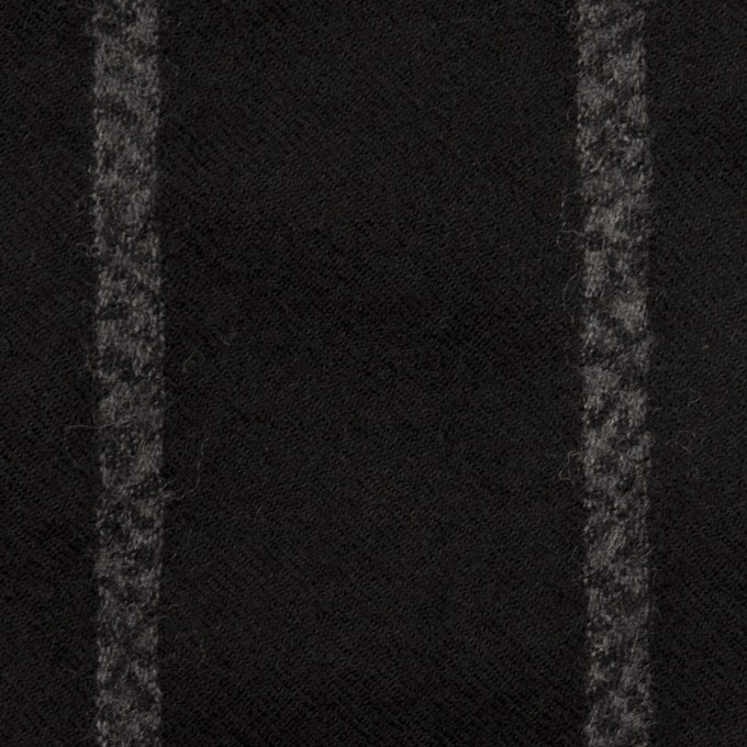 ウール×ストライプ(ブラック&チャコールグレー)×ガーゼ イメージ1