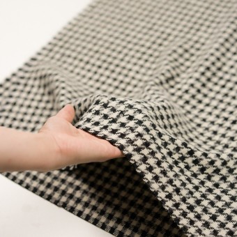 ウール＆アルパカ混×千鳥格子(エクリュ＆ブラック)×ファンシーツイード - fab-fabric sewing studio | 布地の