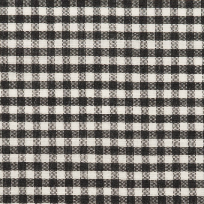 コットン&リネン混×チェック(ブラック)×ボイルワッシャー イメージ1