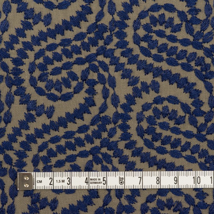 コットン×幾何学模様(ネイビー&カーキ)×Wガーゼ刺繍_全4色 イメージ4