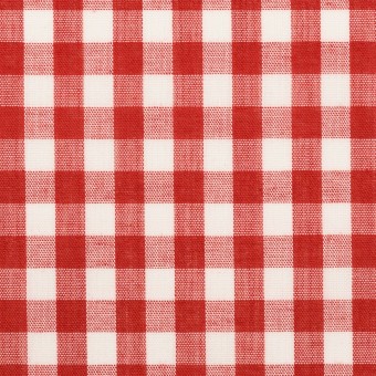 【200cmカット】ポリエステル&コットン×チェック(レッド)×ブロード