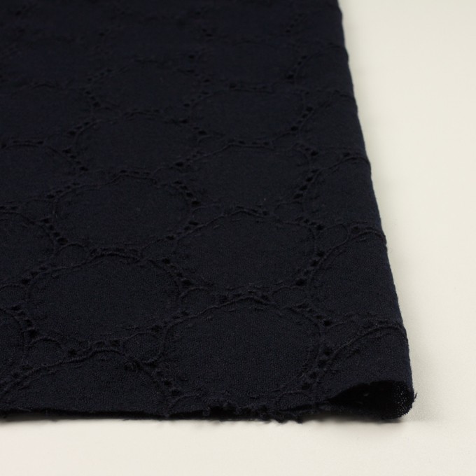 ウール×サークル(ダークネイビー)×ガーゼ刺繍 イメージ3