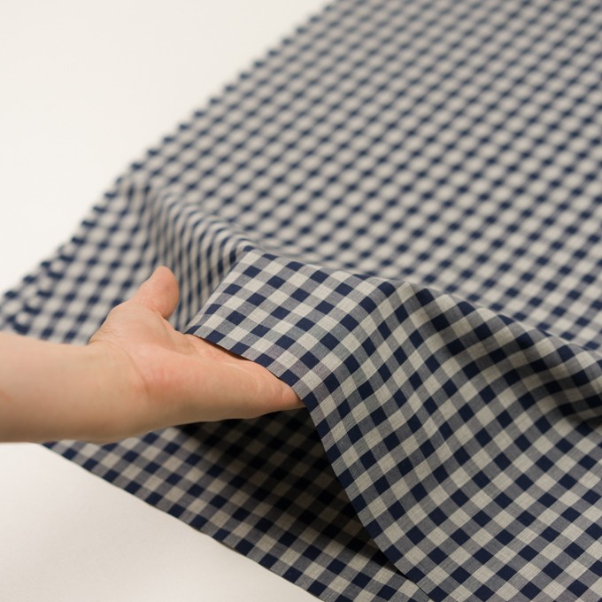 コットン×チェック(ネイビー＆グレー)×ブロード - fab-fabric sewing studio | 布地のオンライン通販とソーイングスクール