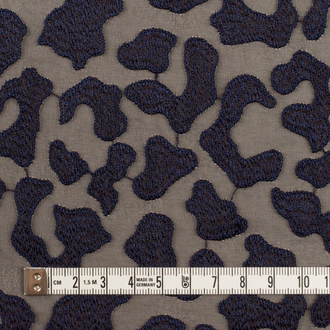 ポリエステル×レオパード(ブラウン&ネイビー)×ジョーゼット刺繍 イメージ4