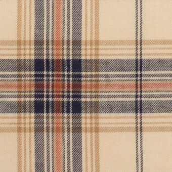 コットン×チェック(カスタード＆ネイビー)×サージ