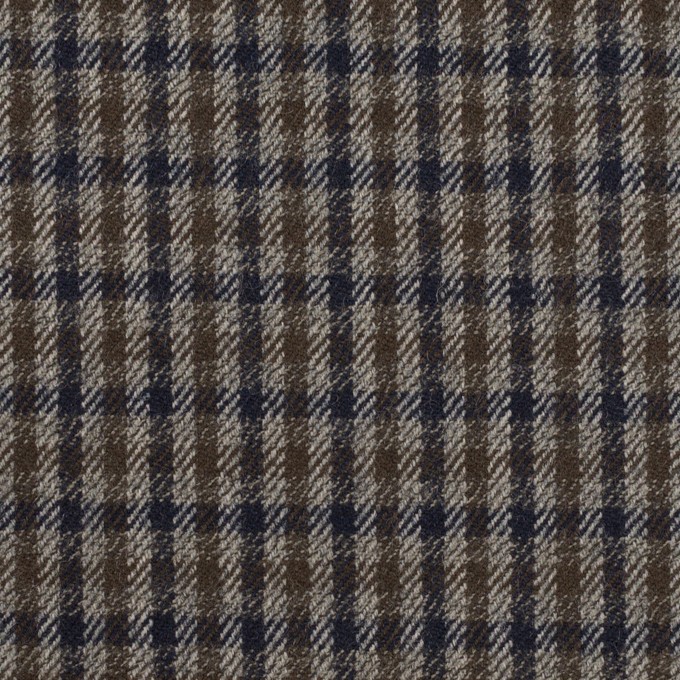 ウール&ポリウレタン×チェック(グレー、ネイビー&オリーブ)×サージストレッチ イメージ1