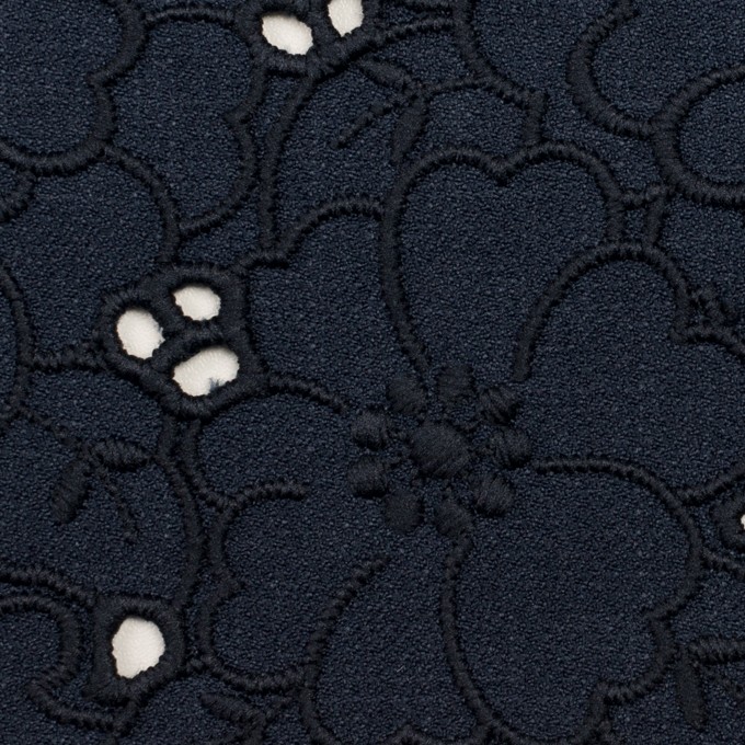 ポリエステル×フラワー(ネイビー)×かわり織刺繍 イメージ1